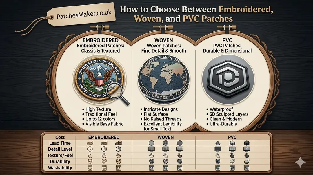 How to Choose Between Embroidered, Woven, and PVC Patches (1)
